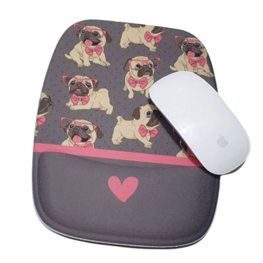 Mouse pad Retangular com Apoio - Pug Dog