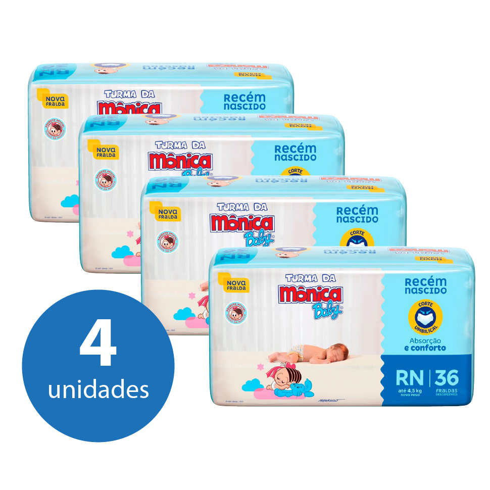 KIT Fralda Turma da Mônica RN - 144 Unidades em Oferta na Shopee