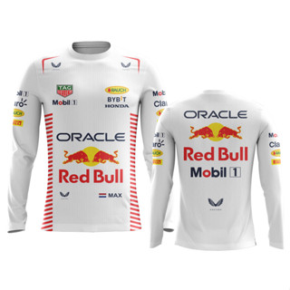 Camiseta Manga Comprida Max Verstappen redbull 2023 formula 1 proteção UV branca