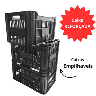 KIT 3 Caixa Plastica de feira de fruta de colheita caixas organizadoras caixas vazadas empilhaveis