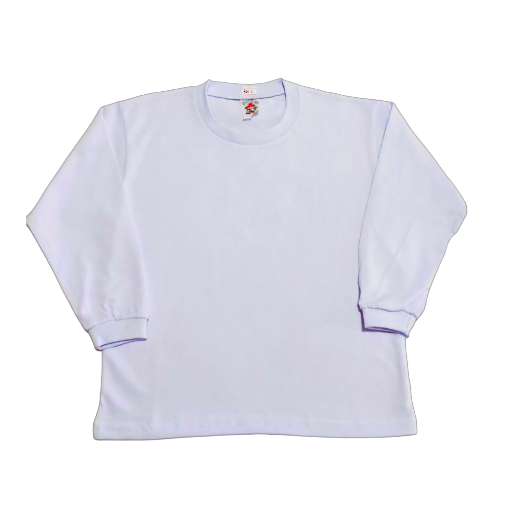 Camiseta Escolar Branca Manga Longa 100% Algodão em Oferta na Shopee