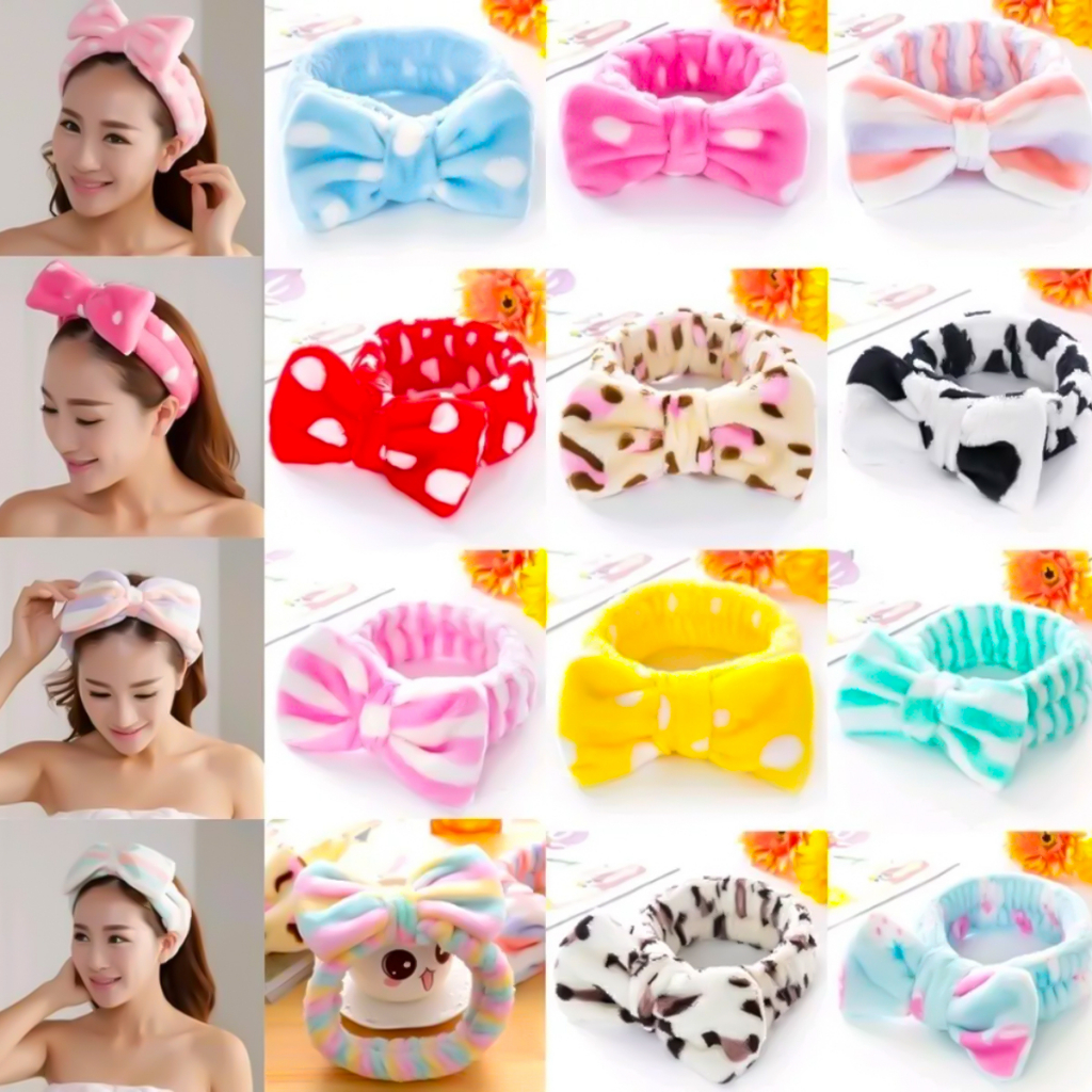 Faixa de cabelo para maquiagem e limpeza facial sortidas super macios