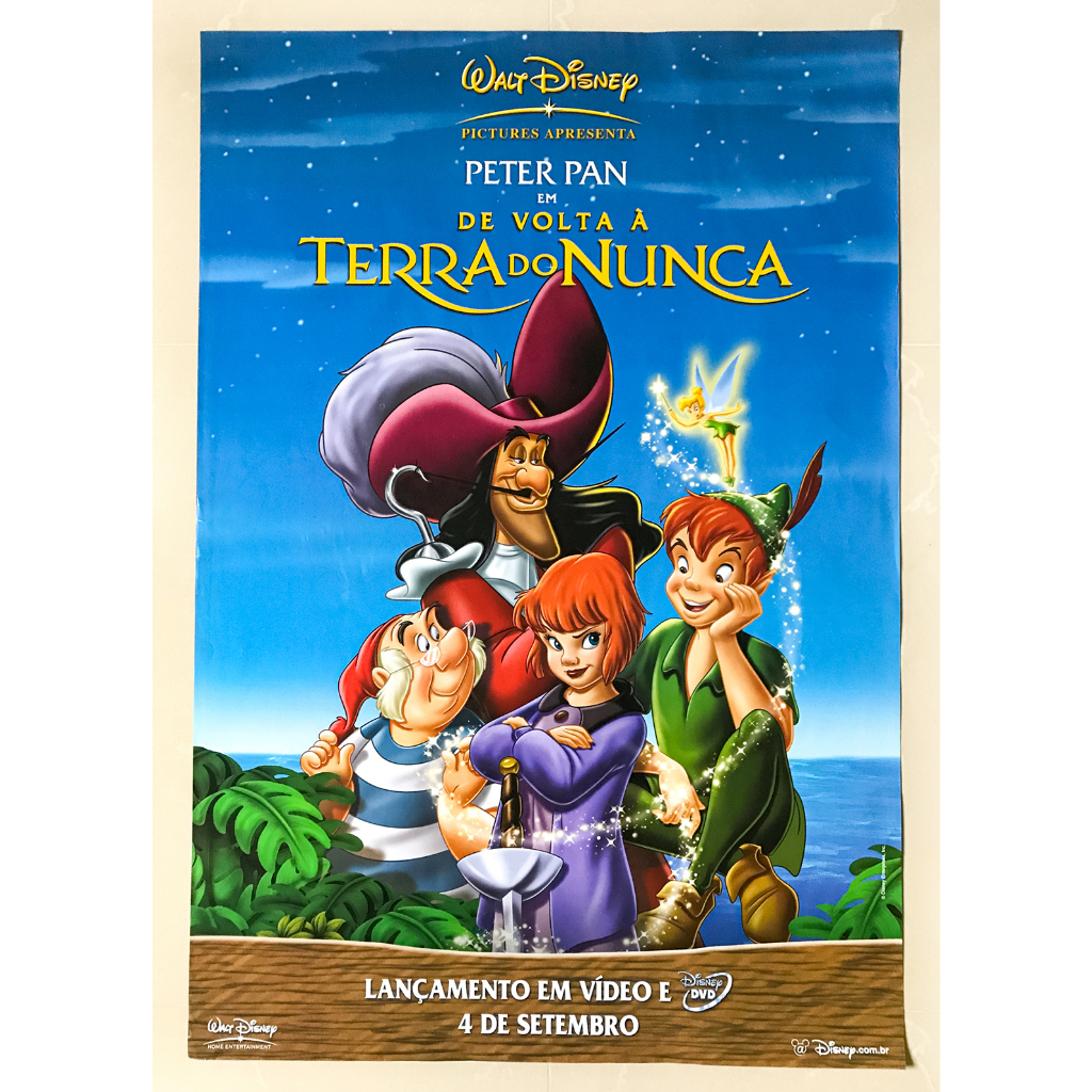 Pôster Peter Pan - De Volta à Terra do Nunca - Original Locadora 94x64cm Cartaz Filme Desenho Animado Cartaz (Capitão Gancho - Tinker Bell) Disney