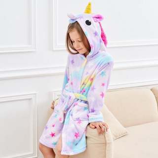 Roupão Infantil Banho Capuz Unicórnio Kigurumi Menina Verão