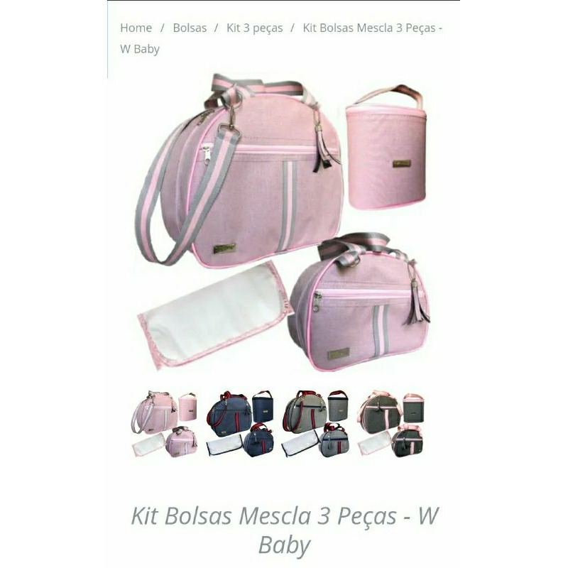 Bolsa  kit 4 peças mescla  bolsa+frasqueira+porta mamadeira+trocador