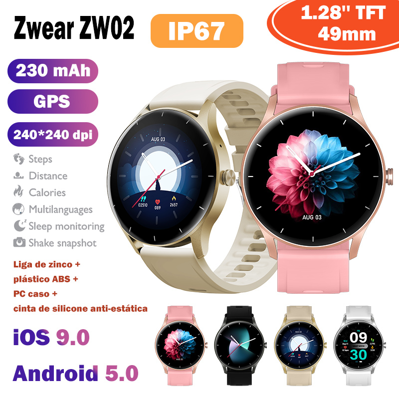 Relógio smartwatch 【Zwear ZW02】Monitor Cardíaco Bluetooth Com USB relógio digital prova d água/relógio inteligente original