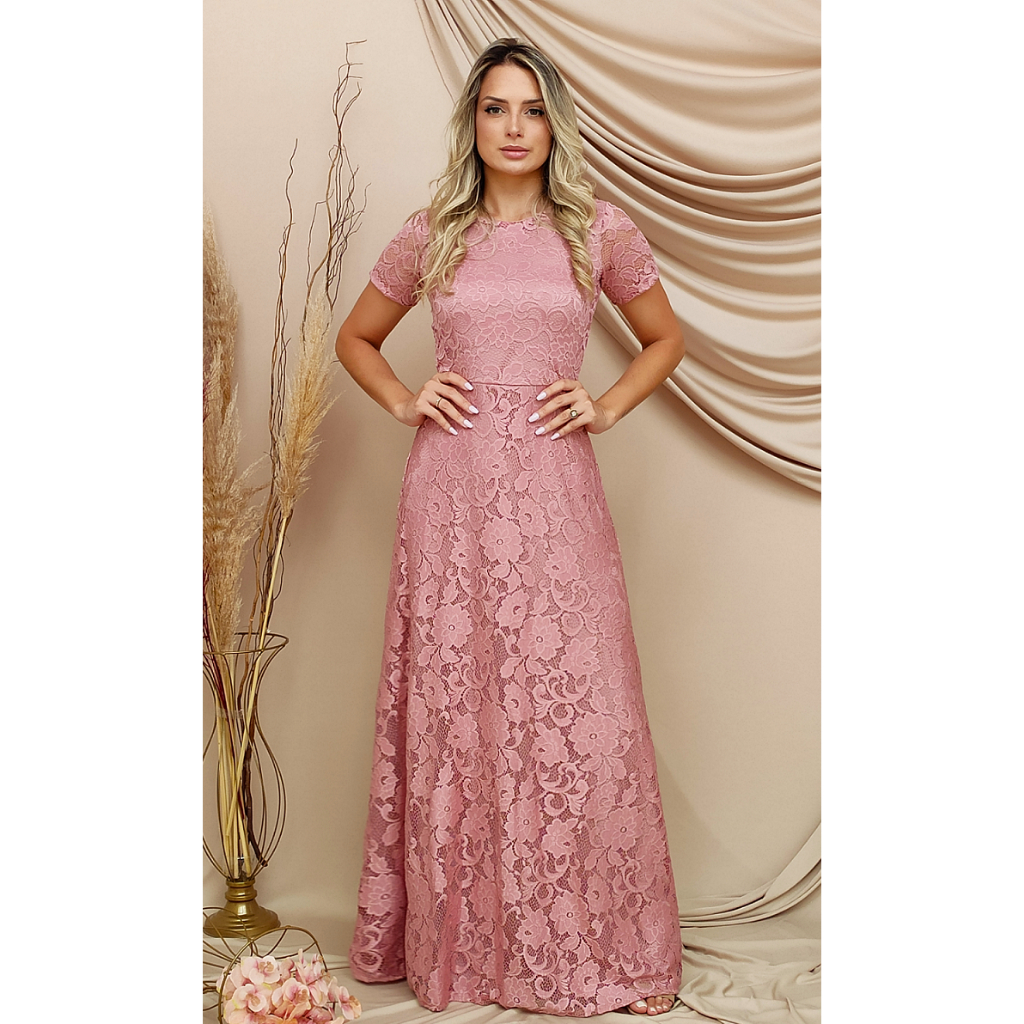 Vestido Renda Longo Madrinha Casamento Festa Lançamento #800 em Oferta na Shopee