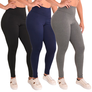 Kit 3 Calça Legging Feminina Fitness Suplex Academia Skinny Envio Imediato