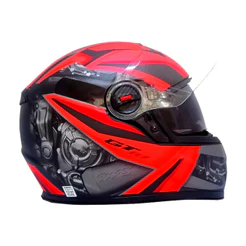 Capacete Fw3 Gtx R1 com Óculos Interno Preto Fosco Com Vermelho