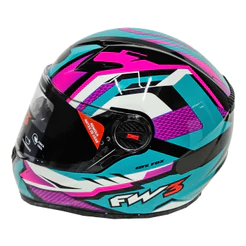 Capacete Fw3 Gtx Fox Azul Branco Rosa Fechado