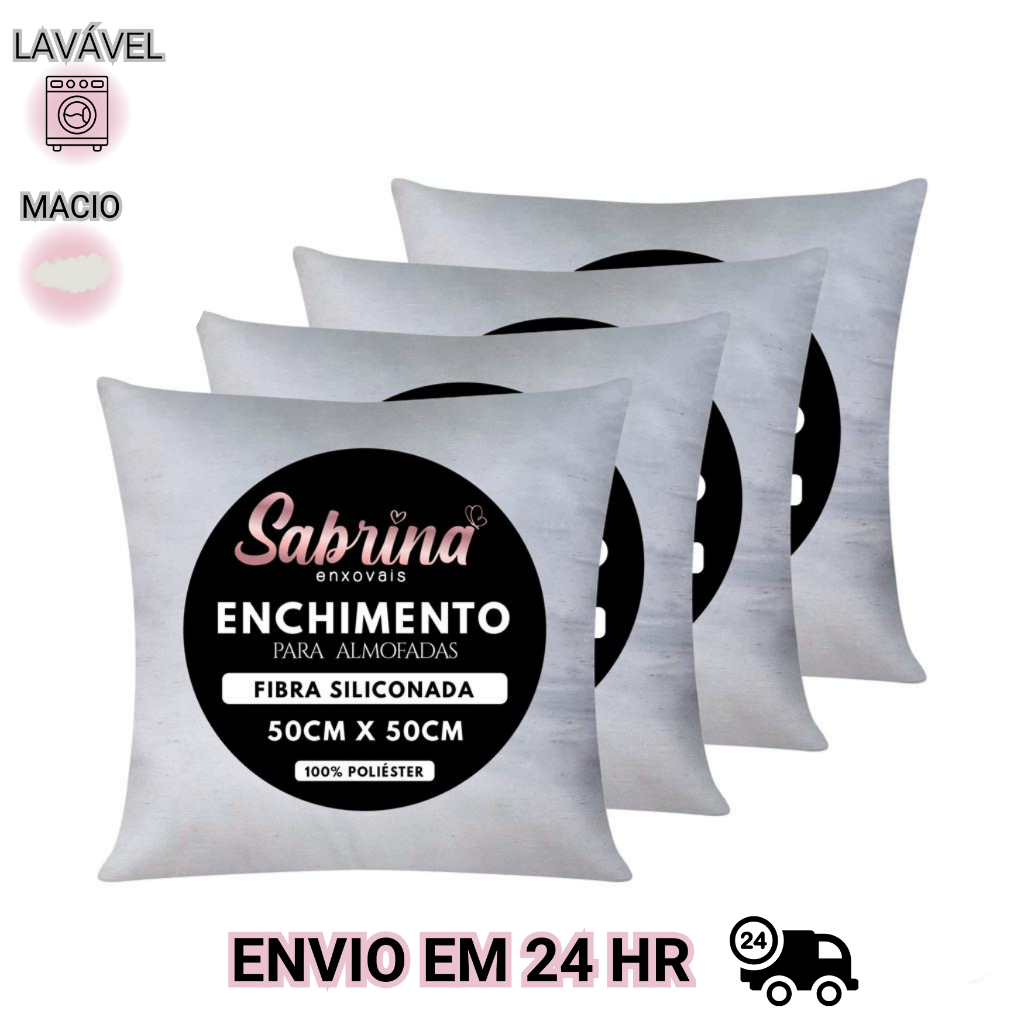 KiT 4 Enchimentos Refil Para Almofada 50x50 Fibra Siliconada Envio Imediato