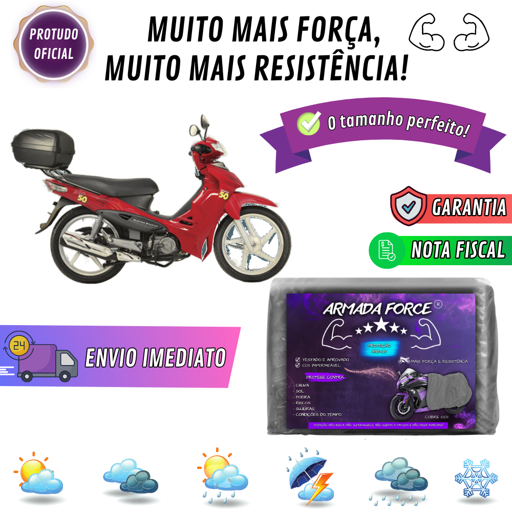 Capa Pra Moto DAFRA ZIG Sem Forro 100% Impermeável Armada Force Protege Sol Chuva Poeira Anti-UV