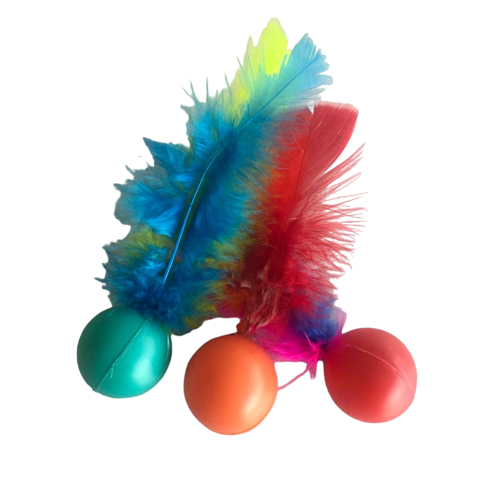 Brinquedo para Gatos Ping Pong com Pluma 3 unidades