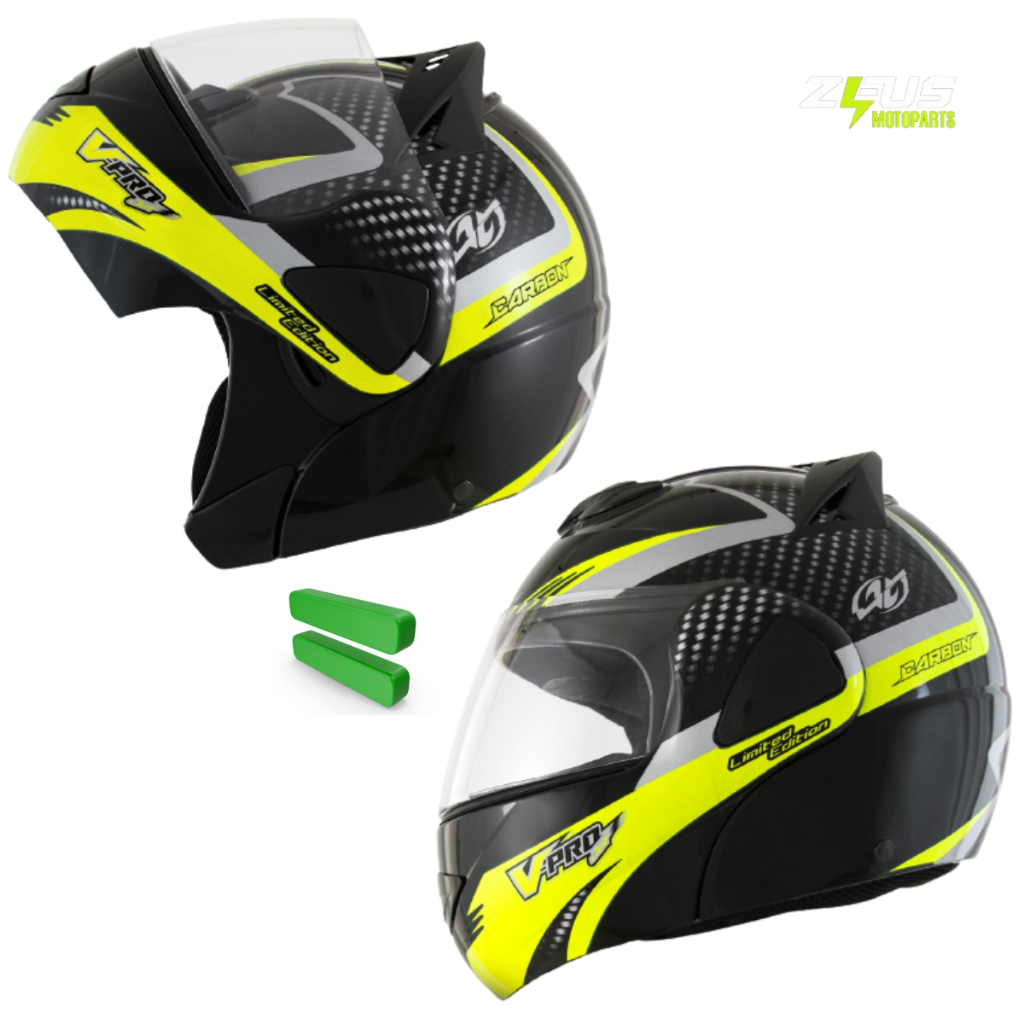 Capacete Fechado Aberto Escamoteavel Robocop Articulado Gladiador Modular Integral V-pro Jet 2 Carbon Preto Viseira Cristal Transparente Com Estabilizador Aerodinamico Lancamento Confortavel Original Protork