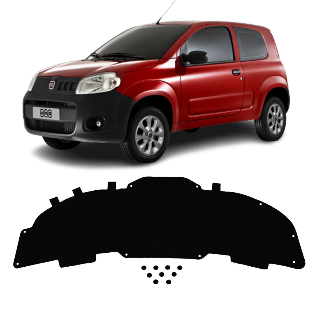Forro Manta Capô Fiat Uno Way Vivace 2011 a 2022 Autoadesivo com Presilhas Trainmec Térmico Acústico