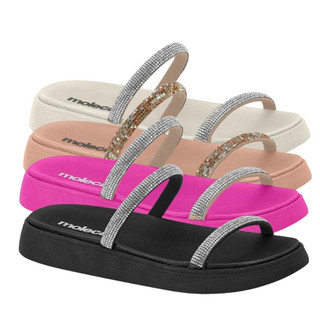 Sandalia Papete Moleca Feminina Tiras Strass Flatform Macia Original em Oferta na Shopee