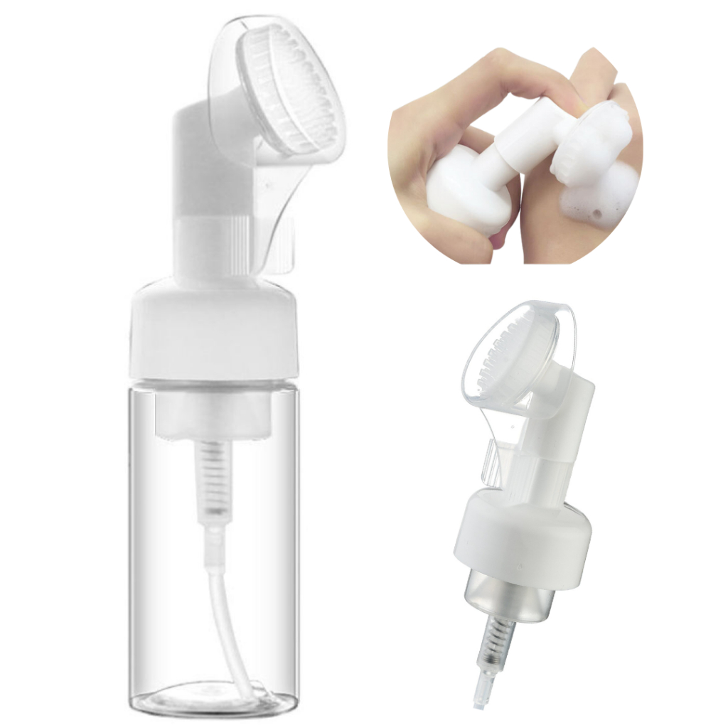 Frasco Pump Espumador Com Escova De Silicone Para Limpeza Facial Skin Care 100ml