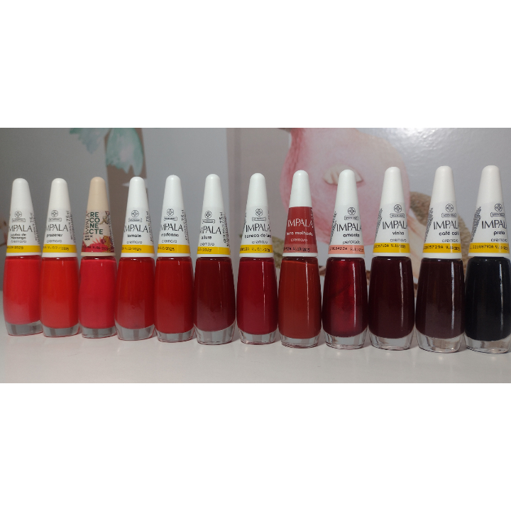 kit 12 esmaltes Impala tons de vermelhos mais vendidos