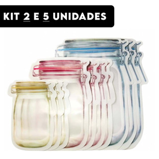 Sacos Zip Lock Reutilizável Desenho Pote Hermético Vários Tamanhos
