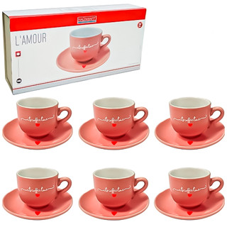 Jogo De Xicaras Porcelana 12 Peças Com Pires Rosa Para Café Chá 90ml Design Elegance em Oferta na Shopee