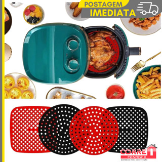 Tapete Protetor Silicone Para Air Fryer Fritadeira Universal Não Gruda - Redondo / Quadrado