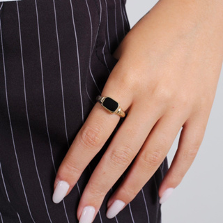 Anel Resinado Preto Feminino Regulável Ouro 18k Ou Prata 925 em Oferta na Shopee