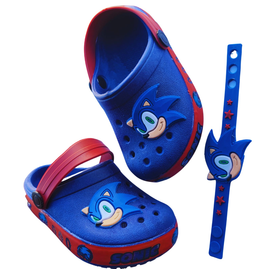 Sandália Sonic babuche infantil para menino chinelo SONIC + PULSEIRA