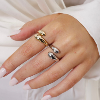 Anel 2 Gotas Liso P Feminino Regulável Ouro 18k Ou Prata 925 em Oferta na Shopee