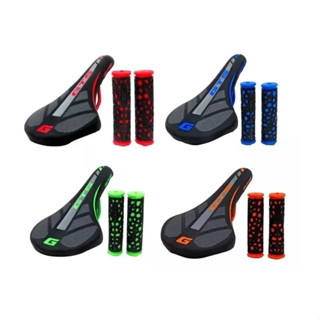 Banco Selim Sela Gts Colorido Mtb Speed Bicicleta + Manopla Colorida Borracha