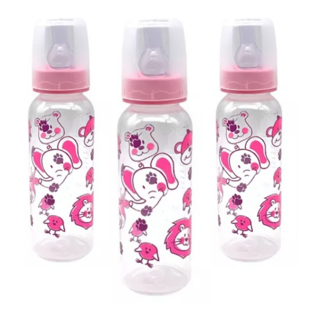 Mamadeira Rosa Barato 3uni P/ Menina 240ml — imagem 2 de 2