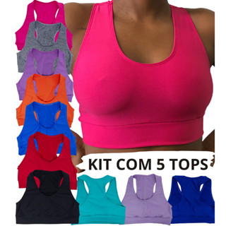 KIT 5 Cropped Top nadador fitness treino dia a dia academia