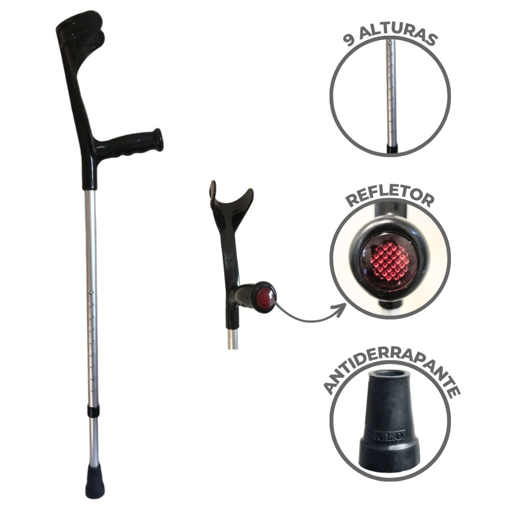 Muleta Ortopédica Canadense Fixa Alumínio Ajustavel 130kg em Oferta na Shopee