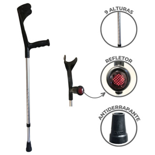 Muleta Ortopédica Canadense Fixa Alumínio Ajustavel 130kg em Oferta na Shopee