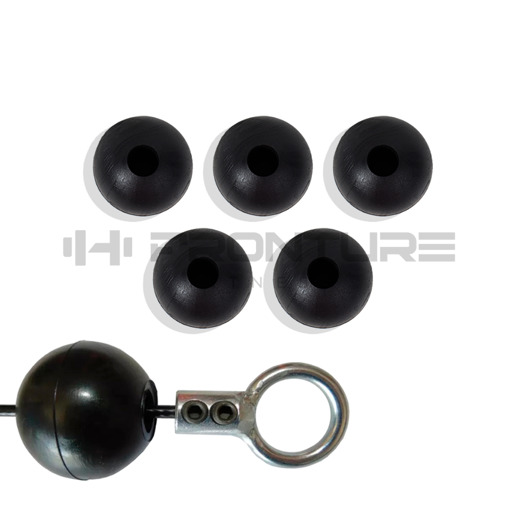 Kit 5 Bolinhas Borracha Grande 5 Cm Cabo Aço Academia Terminais Bola Terminal Cross Over Equipamento