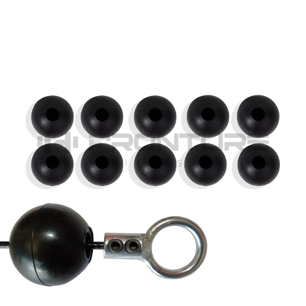 Kit 10 Bolinhas Borracha Grandes 5 Cm Cabo Aço Academia Terminais Terminal Cross Over Equipamento