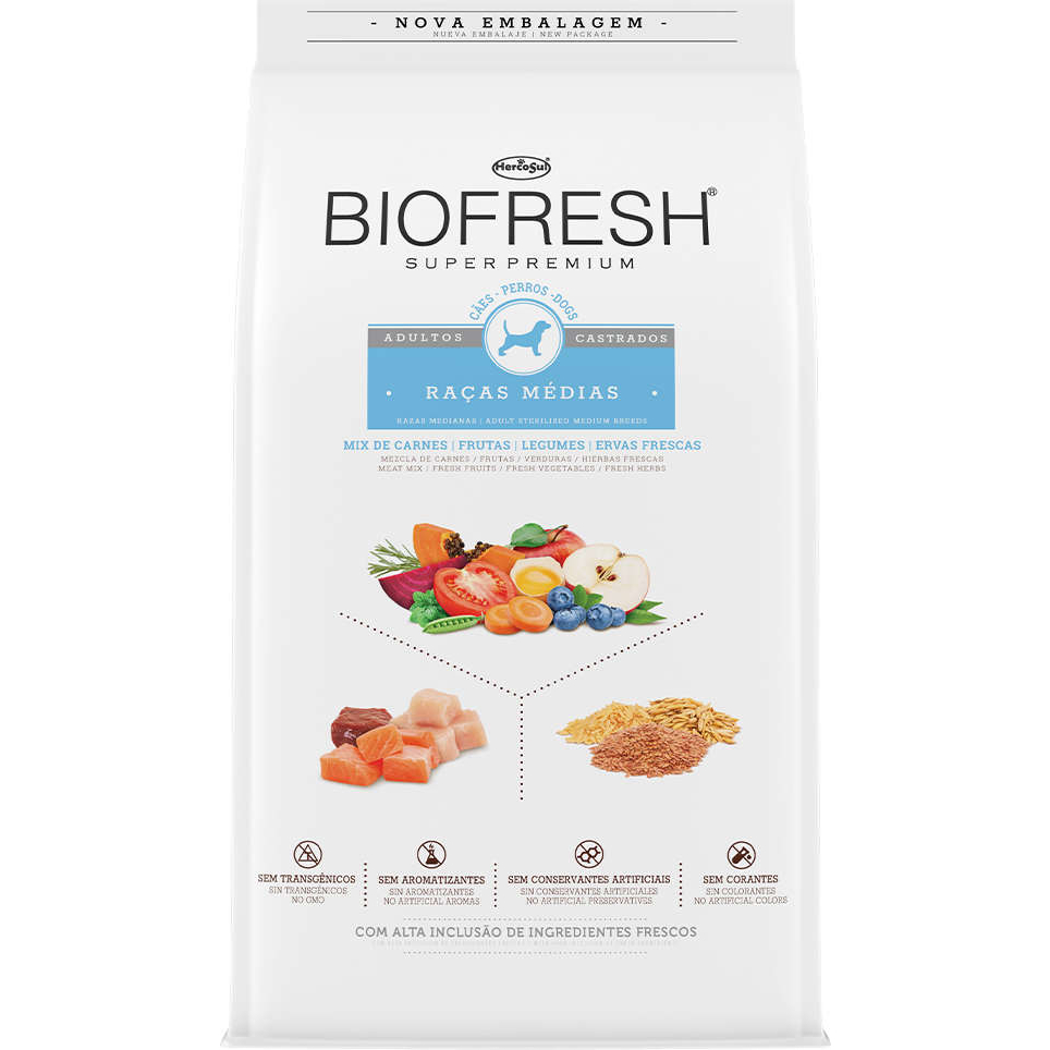 Ração Biofresh Cães Castrados Raças Medias Carne 10kg em Oferta na Shopee