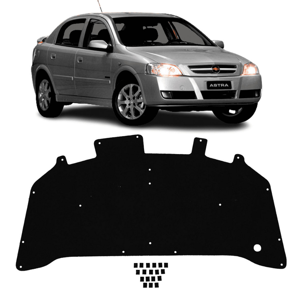 Forro Manta Capô Chevrolet Astra 2003 a 2011 Autoadesivo com Presilha Trainmec Térmico Acústico