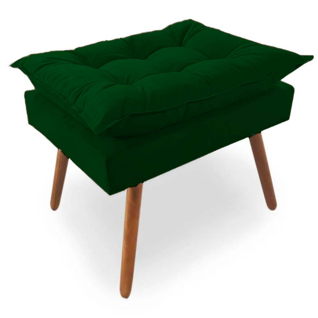 Puffzinho Decorativo Opala Sala Sued Verde Musgo - Kimi Design