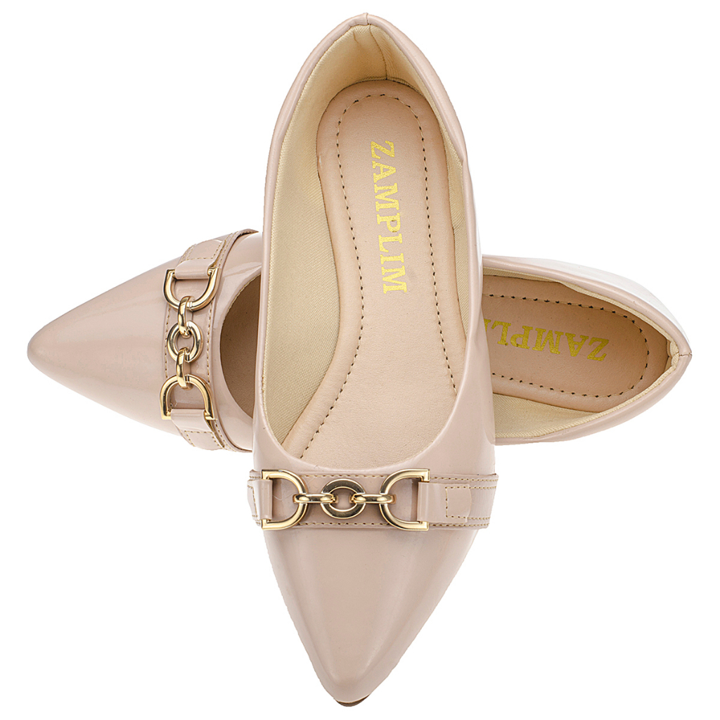 sapatilha feminina verniz abs casual Nude em Oferta na Shopee