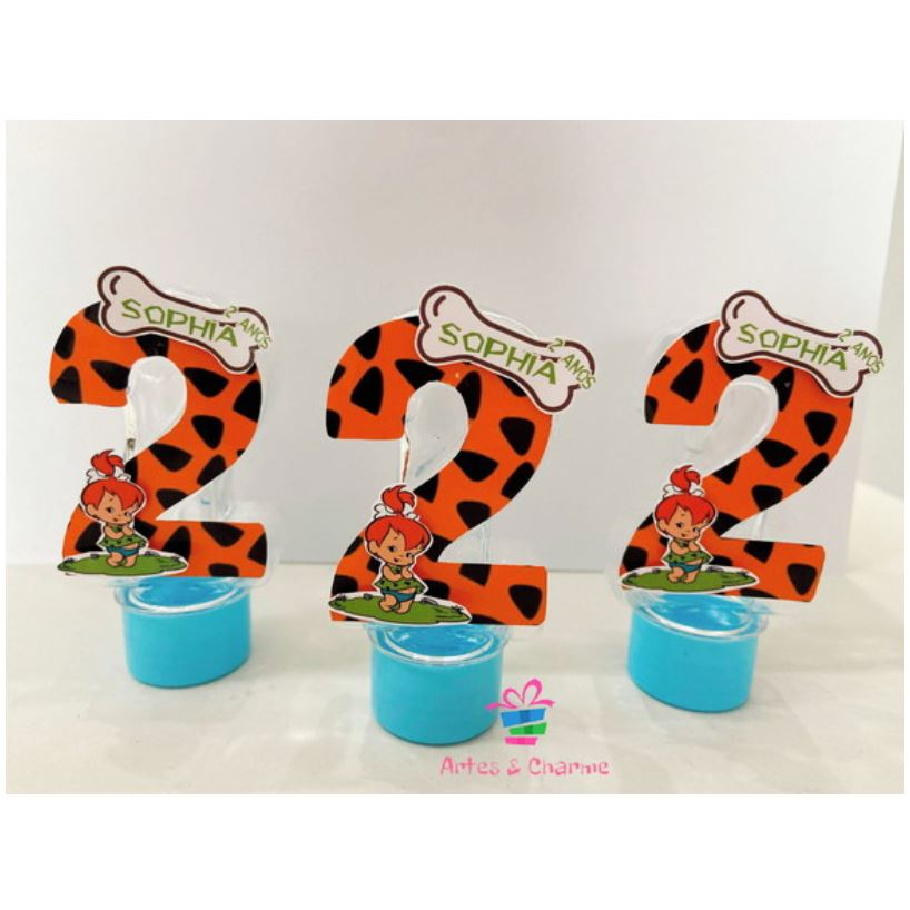 Tubete número 2 Personalizado Tema Flintstones Pedrita com 15 unidades