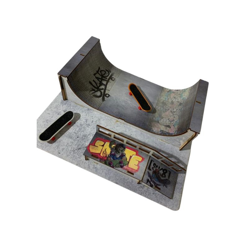 Pista rampa skate de dedo Ilustrada Finger Board Mini Skate Half Personalizada