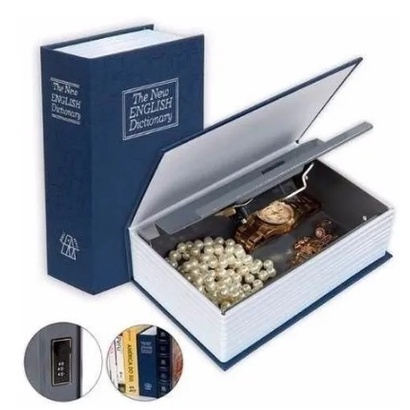 Cofre Camuflado Formato Livro Dicionário 2 Chaves Porta Joias Dinheiro Documentos Cofrinho Falso Metal Discreto