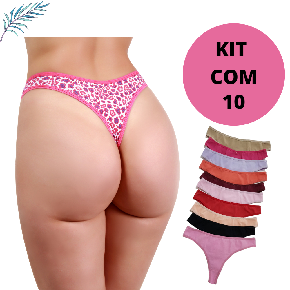 Kit Calcinha Feminina De Algodão Fio Dental Promoção Alta Qualidade - Algodão em Oferta na Shopee