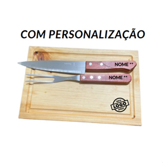 Kit Churrasco tábua Grande + Faca e Garfo Personalizados em Oferta na Shopee