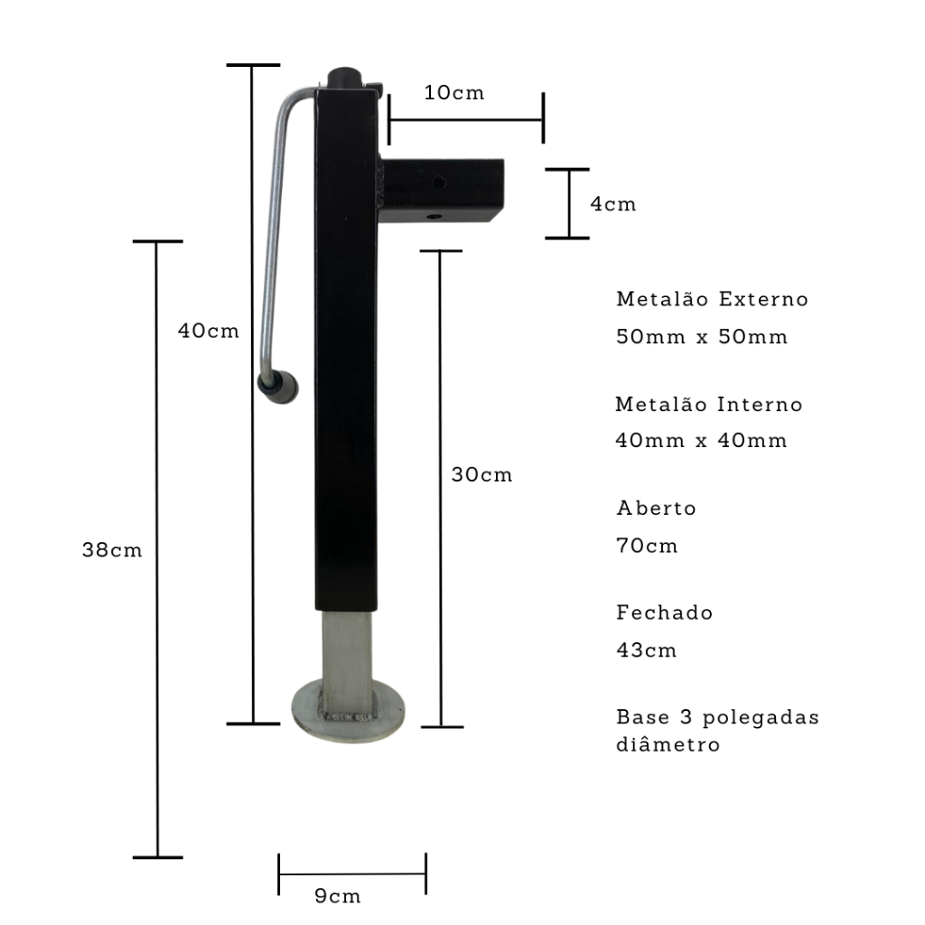 Macaco Pedestal Com Sapata Para Carretinha Reboque 1500 Kg