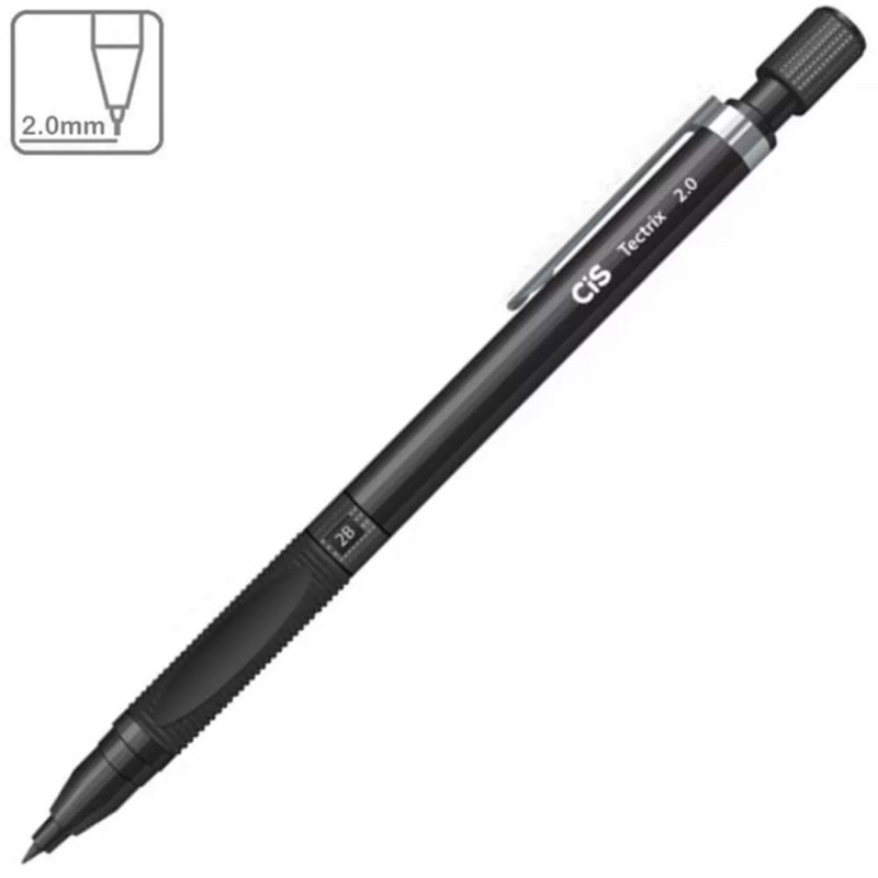 Lapiseira técnica 2.0 mm tectrix preta  + 1 tubo de geafite 2.0 com 8 minas - Cis. em Oferta na Shopee