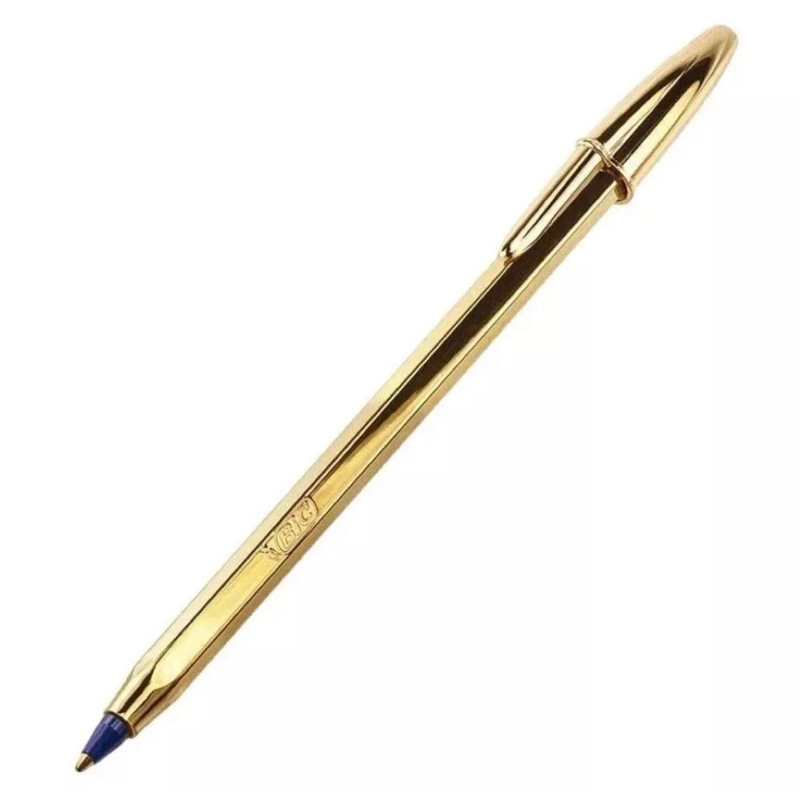 Caneta bic cristal celebration 1.0mm KIT COM 2 UNIDADES dourada ou prata.