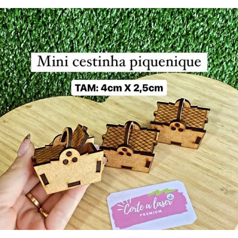 10 peças Mini cestinha piquenique -Mini Cestinha MDF