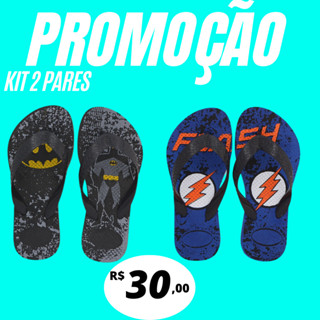 2 Pares de Chinelo Infantil Masculino, Sandália de Criança Menino