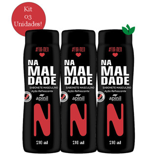 Kit Com 3 Unidades SABONETE MASCULINO NA MALDADE 200mL Apinil Cosméticos